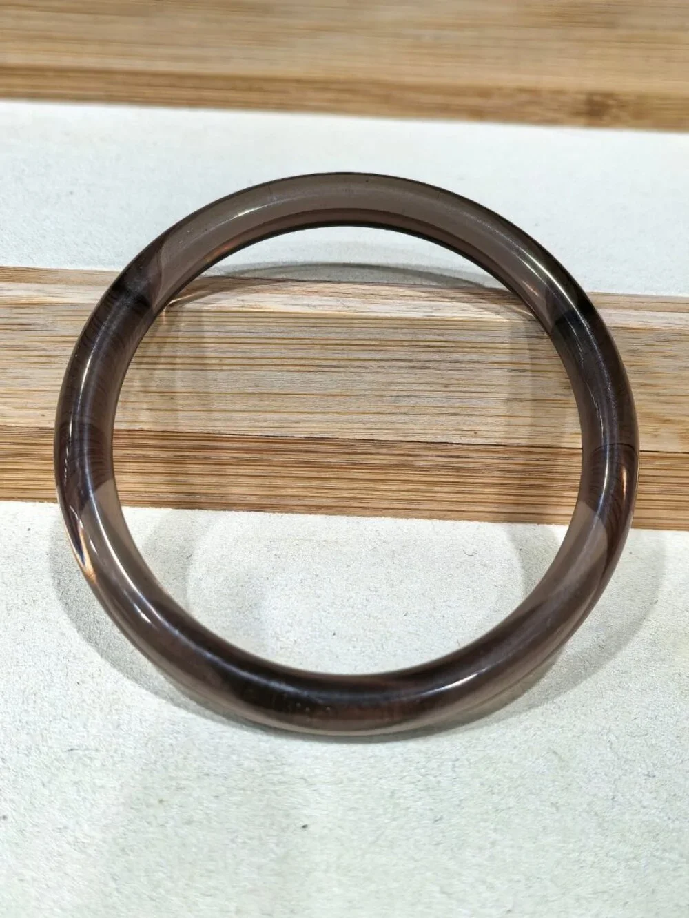 Natural Ice Obsidian Bangle Bracelet 23.23g 62 mm ID Smoky Black Gemstone Certie